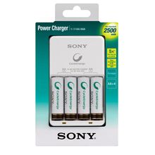 Carregador de Pilhas Sony com 4 Pilhas AA  2500mAh Multi-Use Premium Bivolt (BCG-34HH4GN)