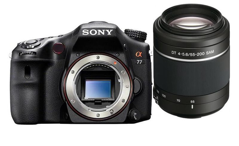 Camera-DSLR-Sony-Alpha-SLT-A77-com-Lente-Sony-55-200mm-f-4.0-5.6-SAM-II-A-Mount