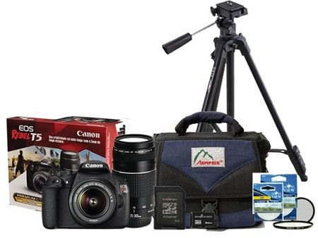 Kit-Camera-Canon-T5-com-Lente-18-55mm---Lente-75-300mm---Cartao-SDHC-de-8Gb---Filtros-UV-e-CPL-58mm---Bolsa-Profissional---Tripe-Profissional