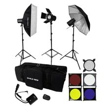 Kit de Iluminação com 3 Flashes de 200W (110v)