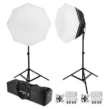 Kit de iluminação para Estúdio Fotográfico com 2 Octabox de 70cm e 4 Lâmpadas 45w