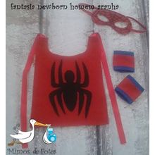 Conjunto Newborn Máscara e Capa de Herói Homem-Aranha