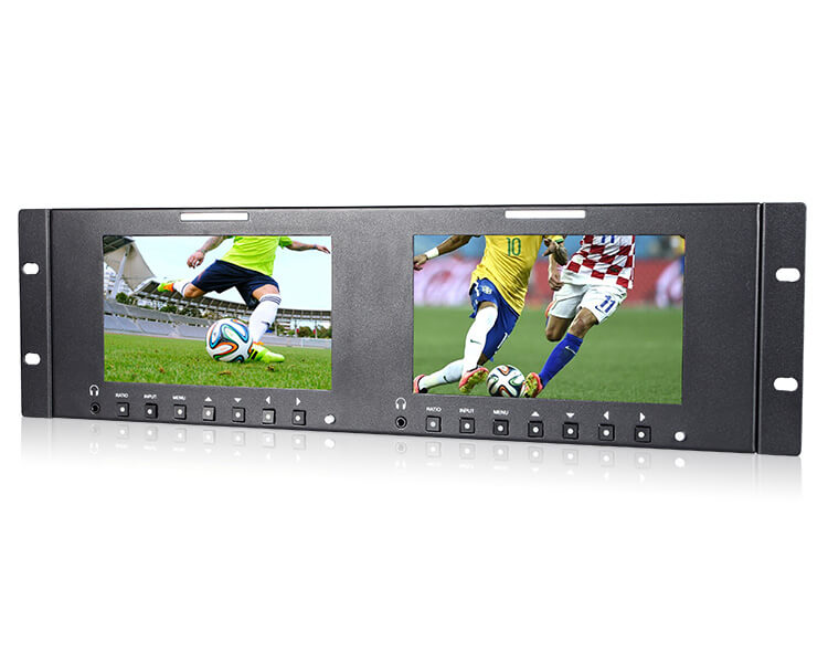 Monitor-Duplo-de-7--HD-com-Montagem-de-Rack-para-Broadcast