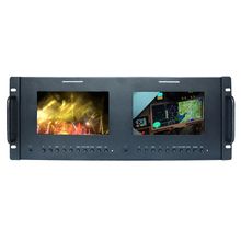 Monitor Duplo de 7' SDI e HDMI com Montagem de Rack para Broadcast