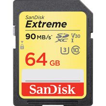 Cartão SDXC 64GB 90Mb/s Sandisk Extreme, Classe 10 e 4K