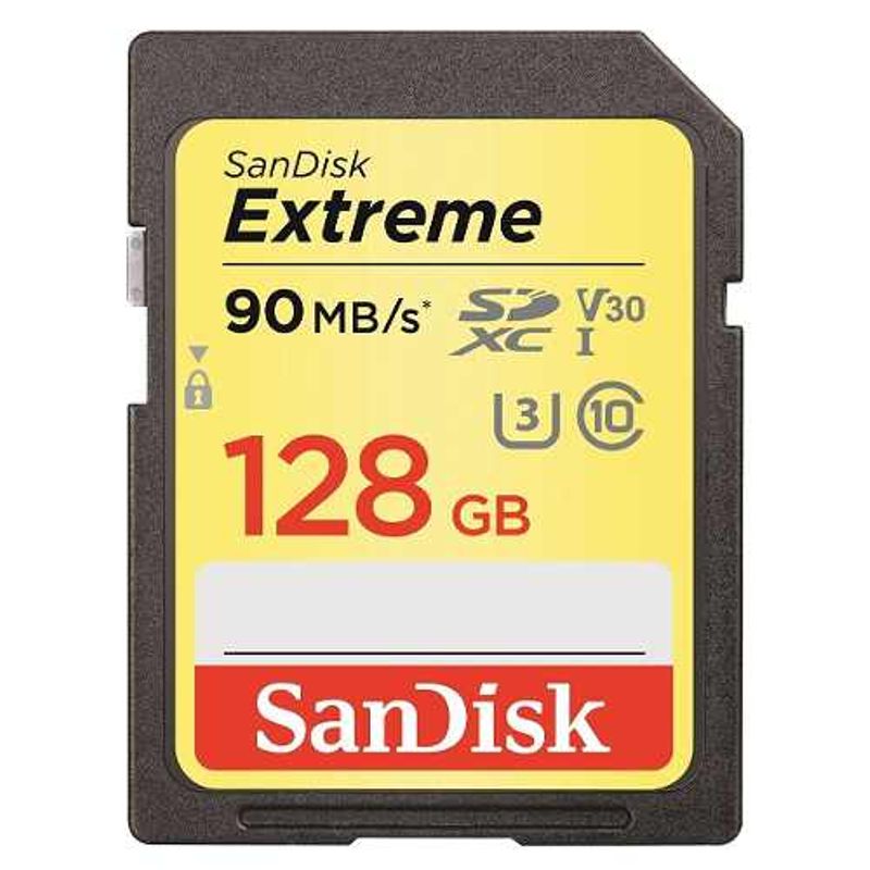 Cartao-SDXC-128Gb-SanDisk-Extreme-4K-Classe-10-de-90Mb-s