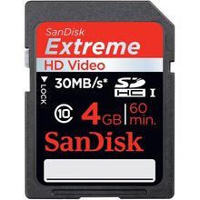 Cartão SD Sandisk Extreme 4Gb, Classe 10 30Mb/s