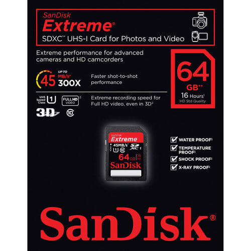 Cartao-SD-64Gb-Sandisk-Extreme-45-Mb-s-Classe-10-UHS-I