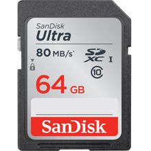 Cartão SDXC 64GB Sandisk Ultra 80 mb/s Classe 10 UHS-I