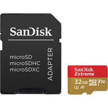 Cartão MicroSD Sandisk 32GB Extreme 100mb/s V30, A1  Classe10