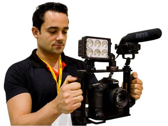 Gaiola-para-Camera-DSLR-Leds-e-Microfones