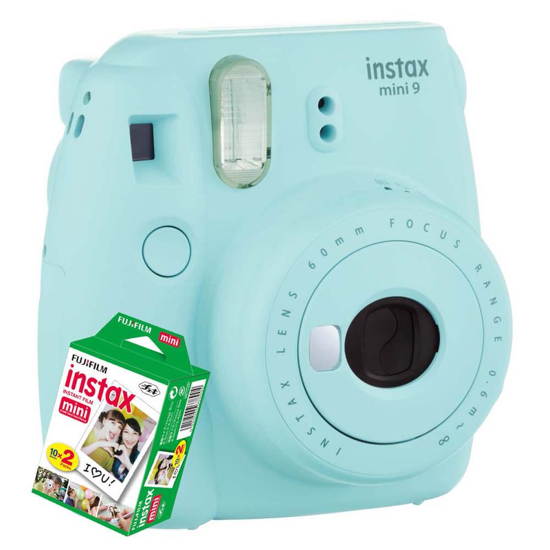 Kit-Camera-Instantanea-Fujifilm-Instax-Mini-9-Azul-Aqua-com-Bolsa-e-Filme-Instantaneo-para-10-Fotos