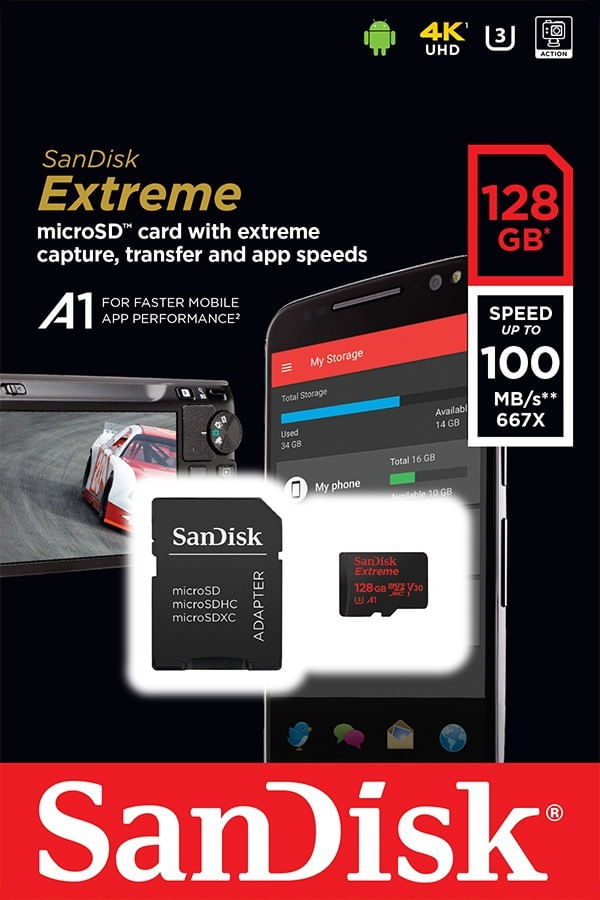 Cartao-MicroSDXC-SanDisk-Extreme-128Gb-de-100Mb-s-Casse10-UHS-3-e-A1