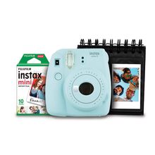 Kit Câmera Instantânea Instax Mini 9 Fujifilm com Porta Fotos e Filme 10 Poses - Azul Acqua