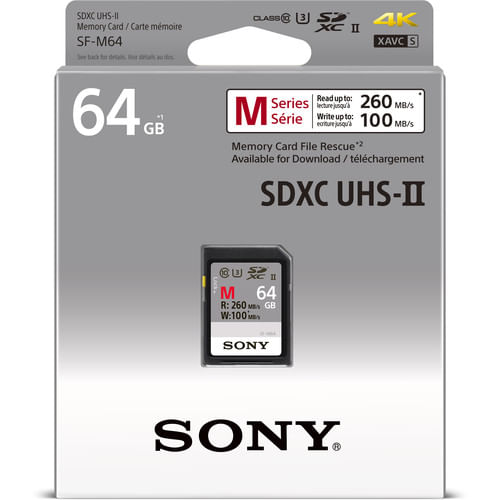 Cartao-SDXC-64Gb-Sony-UHS-II-U3-Serie-M-de-260Mb-s--Classe10-