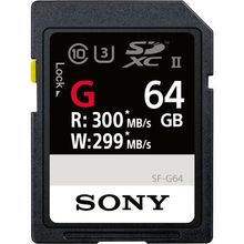 Cartão SDXC 64GB Sony UHS-II U3 Série G  300Mb/s (Classe10)