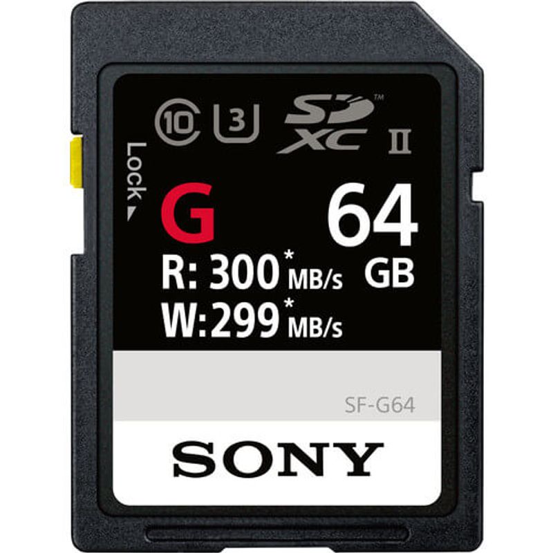 Cartao-SDXC-64GB-Sony-UHS-II-U3-Serie-G-de-300Mb-s--Classe10-