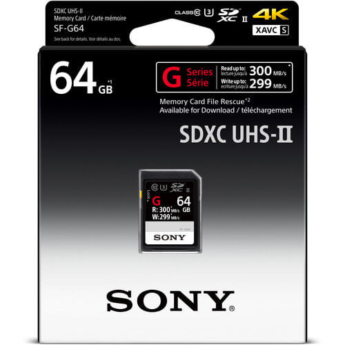 Cartao-SDXC-64GB-Sony-UHS-II-U3-Serie-G-de-300Mb-s--Classe10-