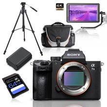 Kit Sony Alpha a7III Mirrorless + Monitor Referência + Tripé de Vídeo + Bolsa + Bateria Extra e Cartão 64Gb