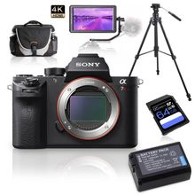 Kit Sony Alpha a7RII Mirrorless + Monitor 5.6" + Tripé de Vídeo + Bolsa + Bateria Extra e Cartão 64Gb