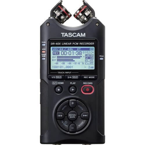 Gravador-de-Audio-Digital-de-Quatro-Trilhas-Tascam-DR-40X-e-Interface-de-Audio-USB