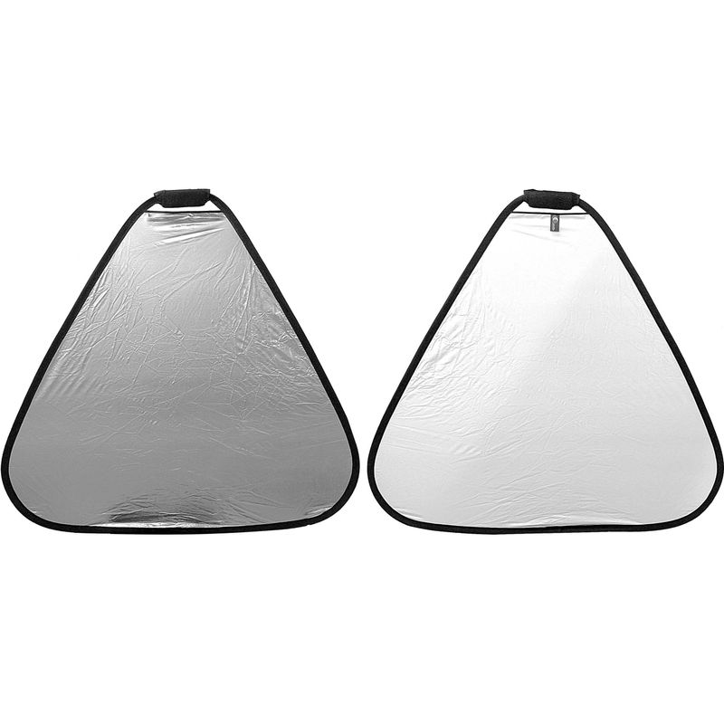 Rebatedor-Triangular-2-em-1-Branco-e-Prata-de-60cm-com-Alca