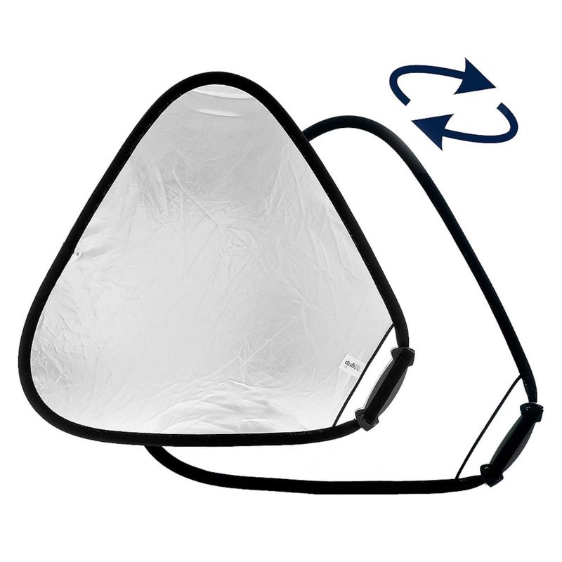 -Rebatedor-Triangular-2-em-1-Branco-e-Prata-de-110cm-com-Alca