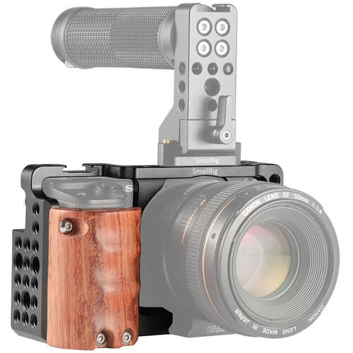 Gaiola-Cage-SmallRig-2082-com-Punho-Handgrip-de-Madeira-para-Sony-A6300-e-A6000