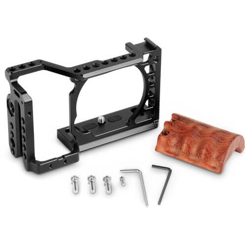 Kit-Gaiola-Cage-SmallRig-2097-com-Punho-Handgrip-de-Madeira-para-Sony-a6500