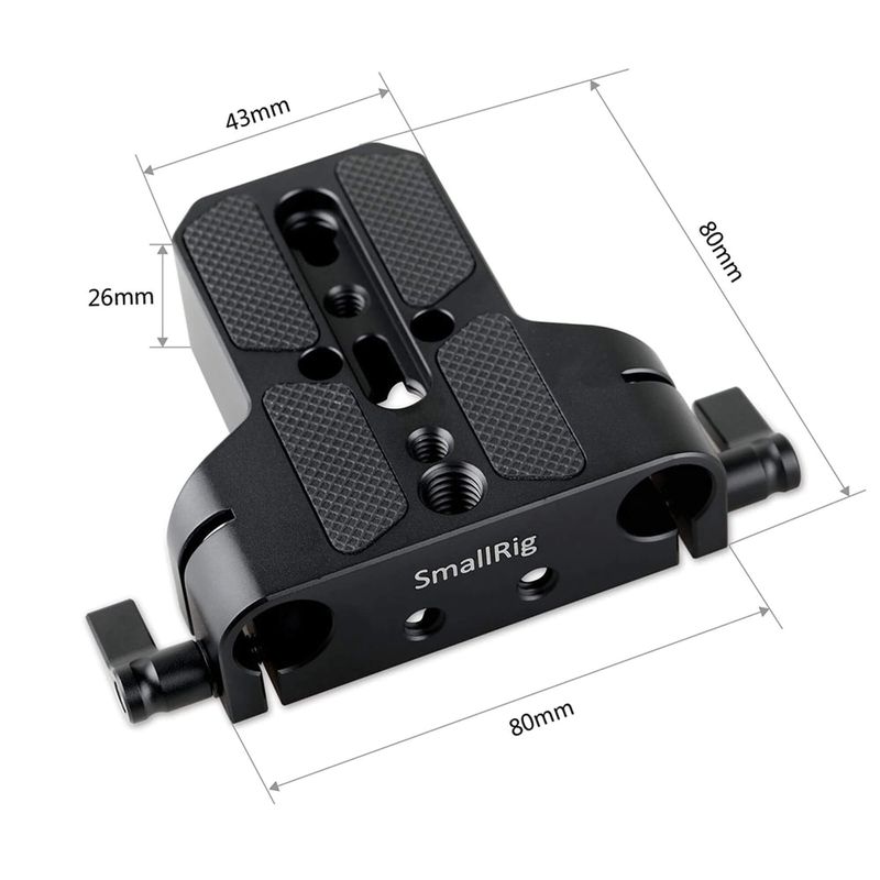 Plate-de-Base-SmallRig-1674-com-Bracadeira-Dupla-de-Haste-15mm