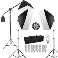 Kit de Iluminação para Estúdio Fotográfico com Softboxes, Girafa e Tripés de Iluminação (220V)