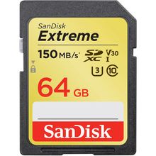 Cartão SDXC SanDisk 64Gb Extreme 4K 150Mb/s UHS-I V30 U3