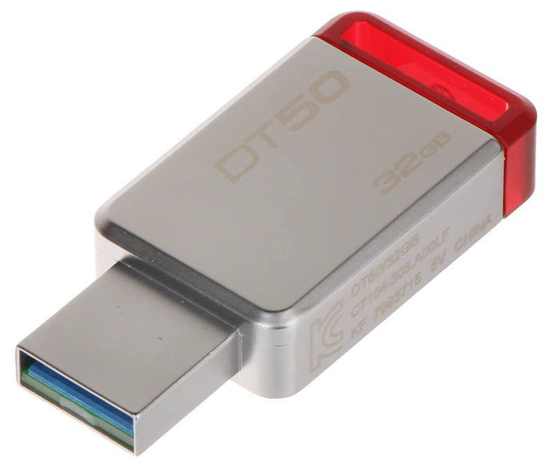 Pen-Drive-Kingston-32Gb-DataTraveler-USB-3.1---DT50-32GB---Vermelho