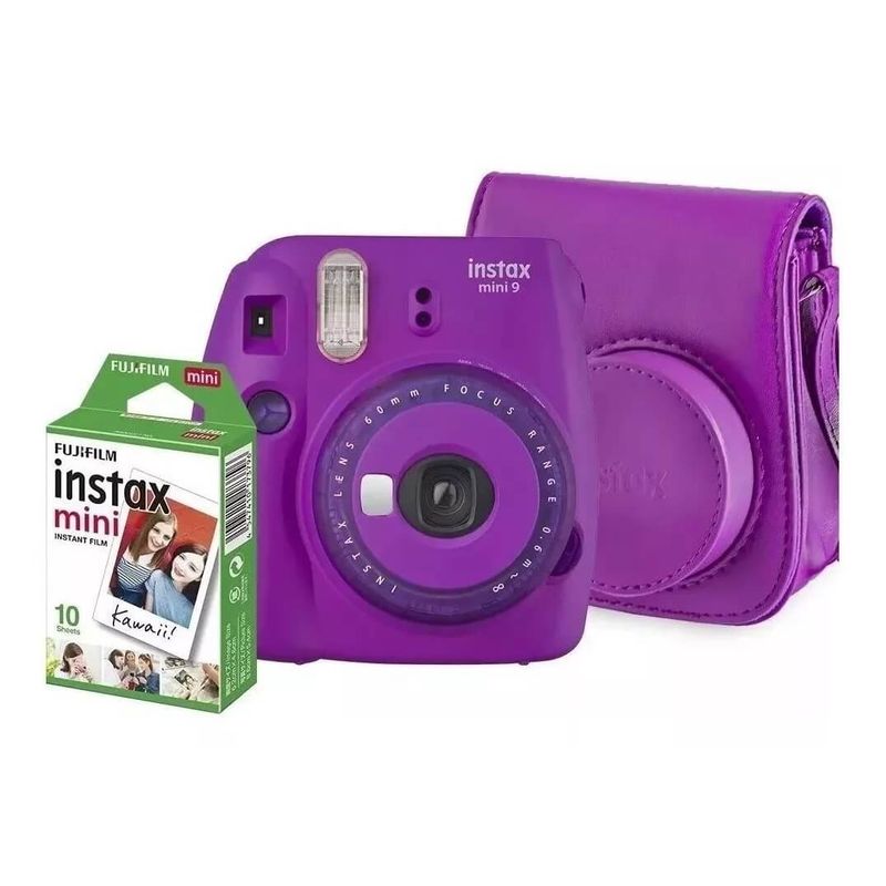 Kit-Camera-Instantanea-Fujifilm-Instax-Mini-9-Roxo-Acai-com-Bolsa-e-Filme