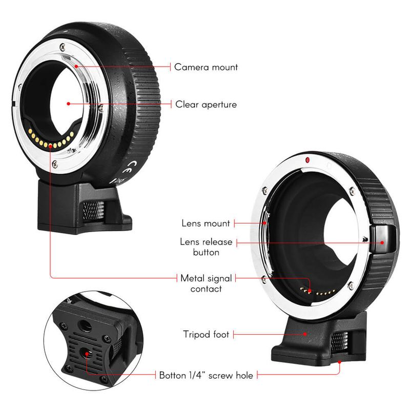 Adaptador-de-Lente-Commlite-Lente-Canon-EF-EF-S-para-Cameras-M4-3-com-Foco-Automatico-AF--CM-AEF-MFT-