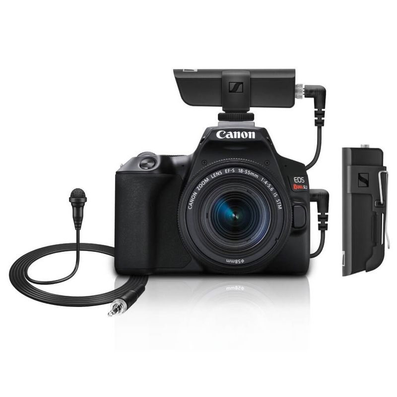 Kit-Camera-Canon-SL3-4K-com-Lente-18-55mm---Microfone-Lapela-Sennheiser-XSW-D-Wireless-com-Receptor