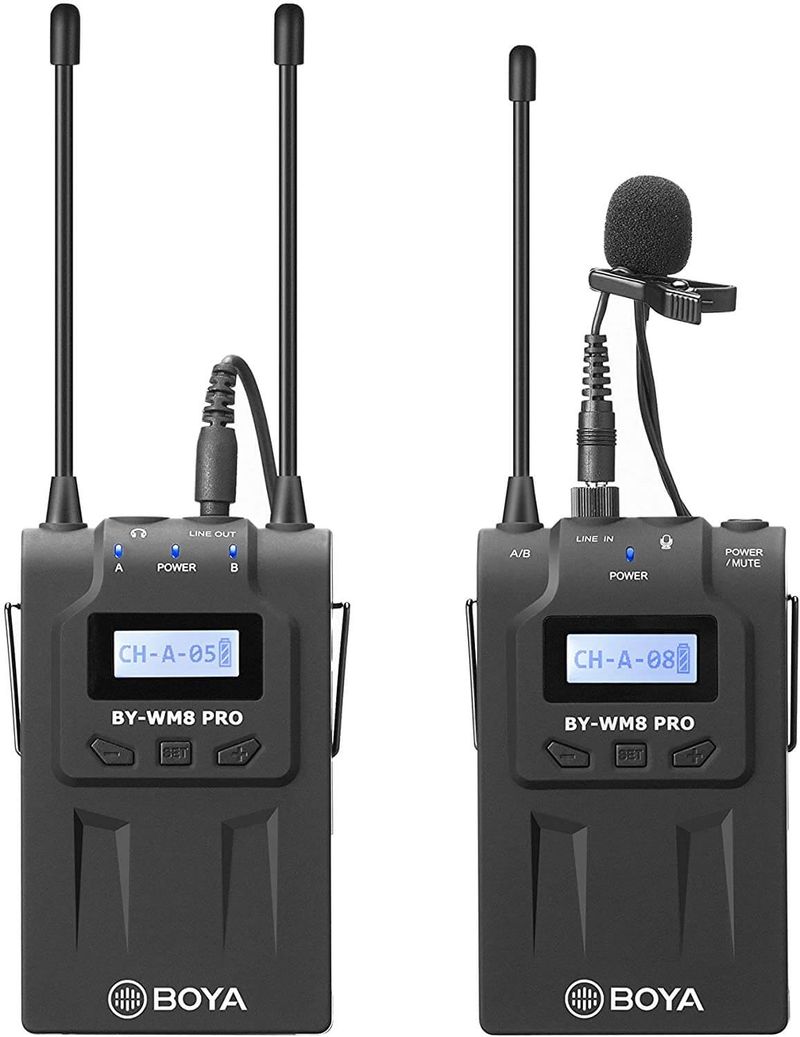 Sistema-Microfone-de-Lapela-Sem-Fio-Boya-BY-WM8-Pro-K1-UHF-Wireless