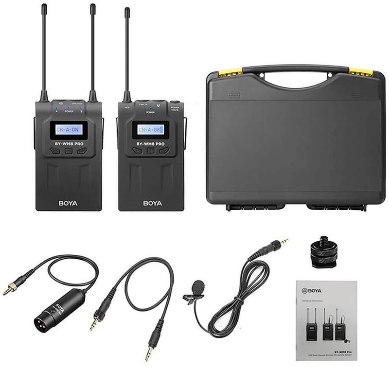 Sistema-Microfone-de-Lapela-Sem-Fio-Boya-BY-WM8-Pro-K1-UHF-Wireless