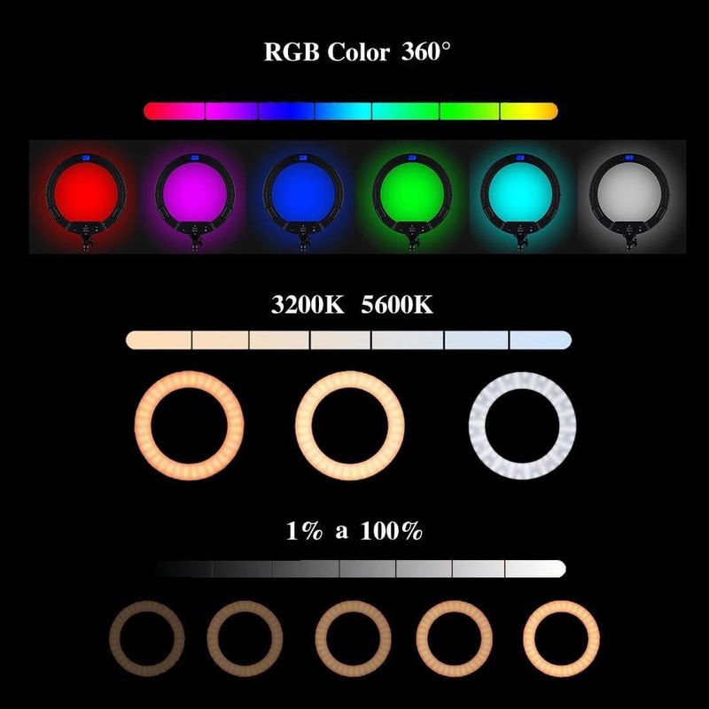 Iluminador-Circular-Led-Ring-Light-Tolifo-19--RGB-60W-Selfie-Profissional--Fonte-Bivolt-