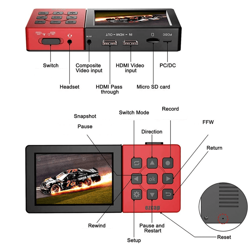 Placa-de-Captura-HDMI-e-Video-Composto-Ez273A-com-Tela-Colorida-3.5-Gamer-Live-Streaming