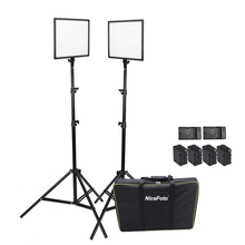 Kit Iluminação Led Super Slim NiceFoto SL307 50W de 3200-6500K para Estúdio Fotográfico (Tripés e Baterias)