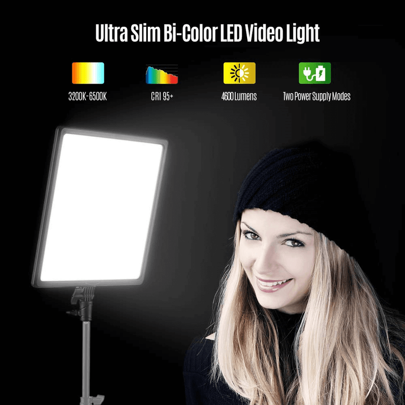 Kit Iluminação Led Super Slim NiceFoto SL307 50W de 3200-6500K para Estúdio Fotográfico (Tripés e Fonte AC Bivolt)