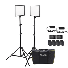 Kit Iluminação Led Super Slim NiceFoto SL307 50W de 3200-6500K para Estúdio Fotográfico (Tripés, Baterias e Fonte AC Bivolt)