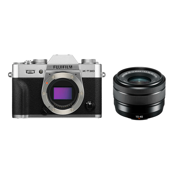 Kit-FujiFilm-X-T30-Mirrorless-Prata---Lente-XC-15-45mm-f-3.5-5.6-OIS-PZ