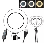 Iluminador-Led-Circular-6--Bi-Color-Video-Ring-Light-16cm-USB-com-Mini-Tripe-de-Mesa