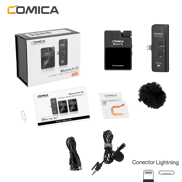 Sistema-Wireless-Digital-Microfone-Comica-BoomX-D-MI1-Sem-Fio-Ultra-Compacto-para-SmartPhones-IOS--Conector-Lightning-