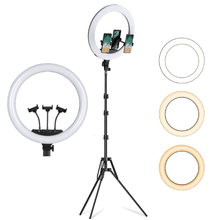 Iluminador Led Circular 18" TZ 50W Ring Light Live 46cm USB com Tripé e 3x Suportes SmartPhone