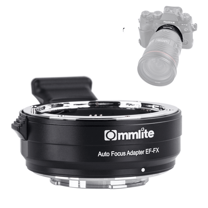 Adaptador-Commlite-de-Lente-Canon-EF---EF-S-para-Camera-FujiFilm-X-Mount-com-Autofoco-Eletronico--CM-EF-FX-