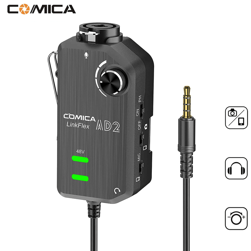 Interface-de-Audio-XLR-Guitarra-e-Microfone-Comica-LinkFlex-AD2-SmartPhones-e-Cameras--TRRs-3.5mm-