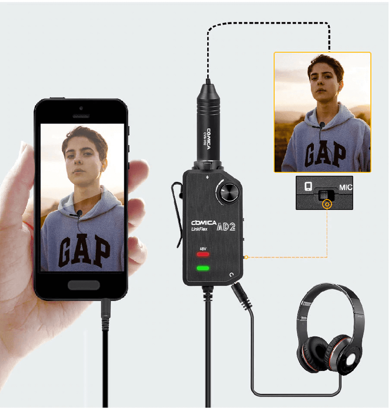 Interface-de-Audio-XLR-Guitarra-e-Microfone-Comica-LinkFlex-AD2-SmartPhones-e-Cameras--TRRs-3.5mm-